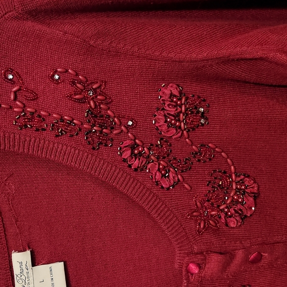 Lucky beaded red sweater Size L - Picture 2 of 7